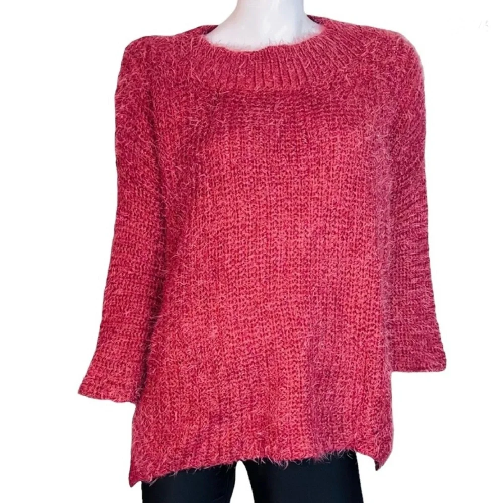 4//$40 Knox Rose‎ Knit Lace Trim Rose Pink Sweater